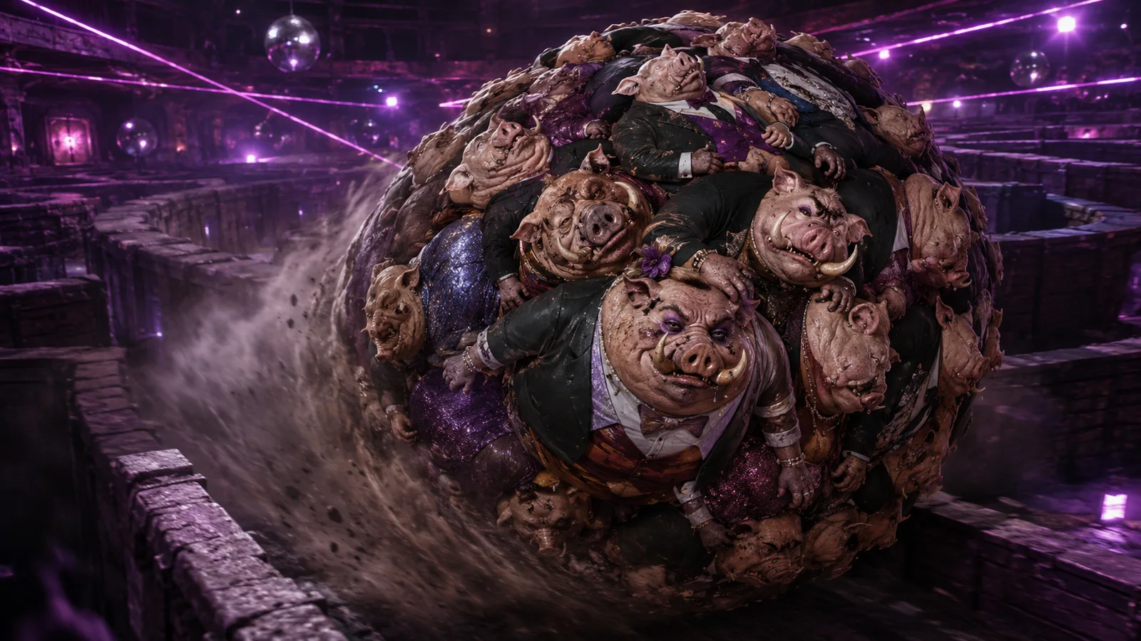 Original interpretive portrait of Ball of Swine in a Dungeon Crawler World setting.