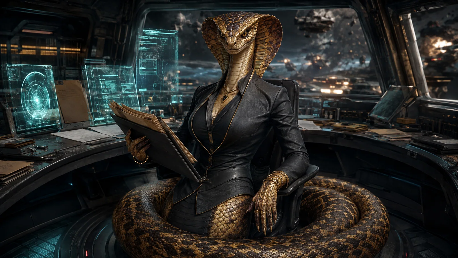Original interpretive portrait of Chandra in a Dungeon Crawler World setting.
