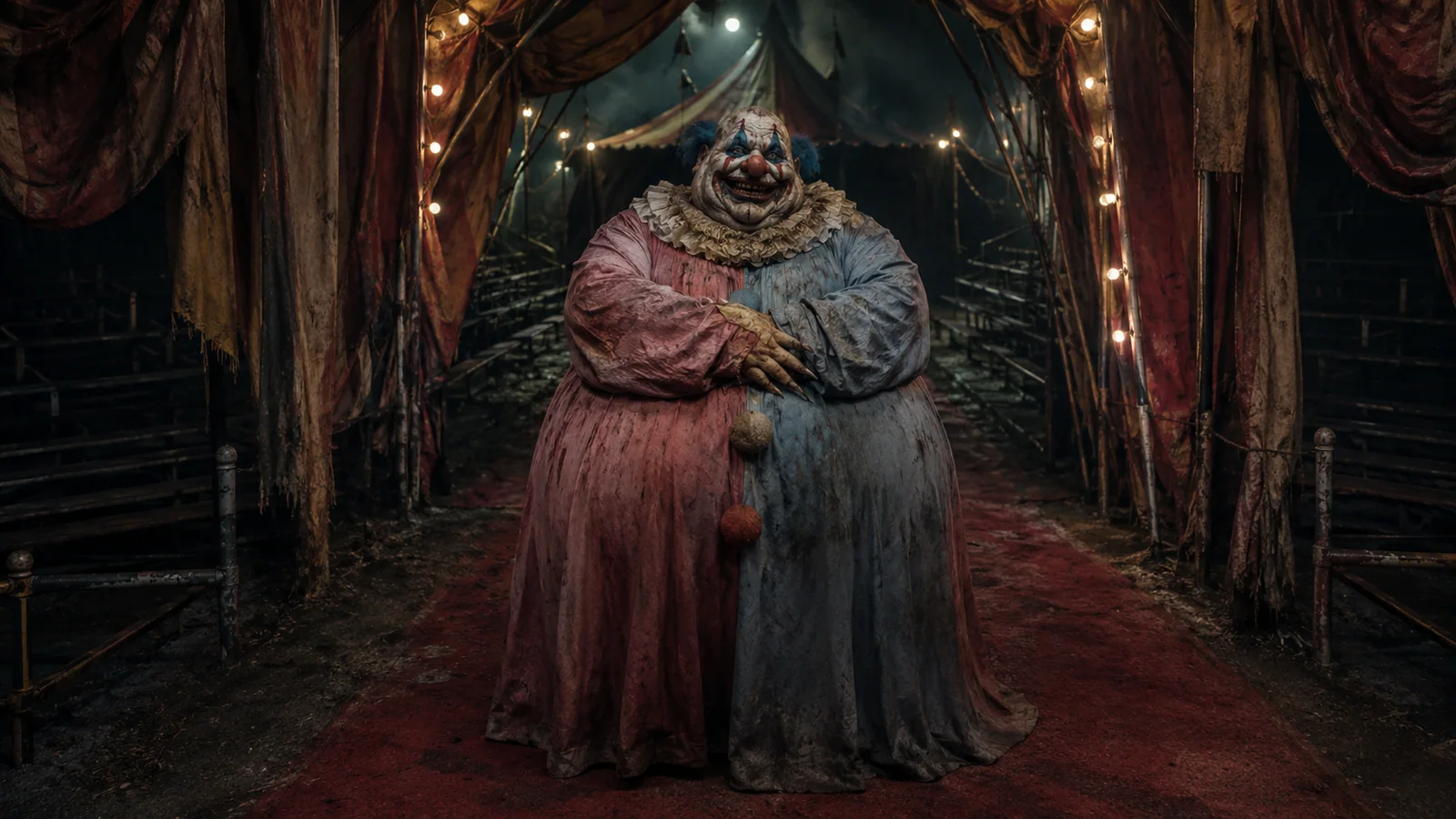 Original interpretive portrait of Clammy the Clown in a Dungeon Crawler World setting.