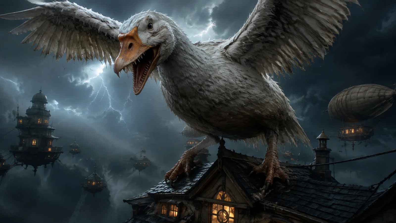 Original interpretive portrait of Feral Goose in a Dungeon Crawler World setting.