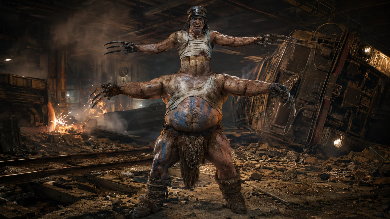 Original interpretive portrait of Gore-Gore the ManTauR in a Dungeon Crawler World setting.