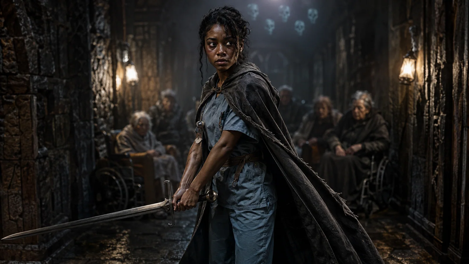 Original interpretive portrait of Imani C in a Dungeon Crawler World setting.
