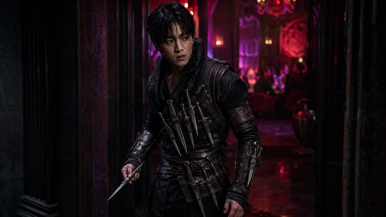 Original interpretive portrait of Ji-Hoon in a Dungeon Crawler World setting.