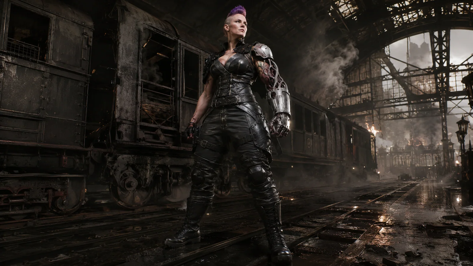 Original interpretive portrait of Katia Grim in a Dungeon Crawler World setting.
