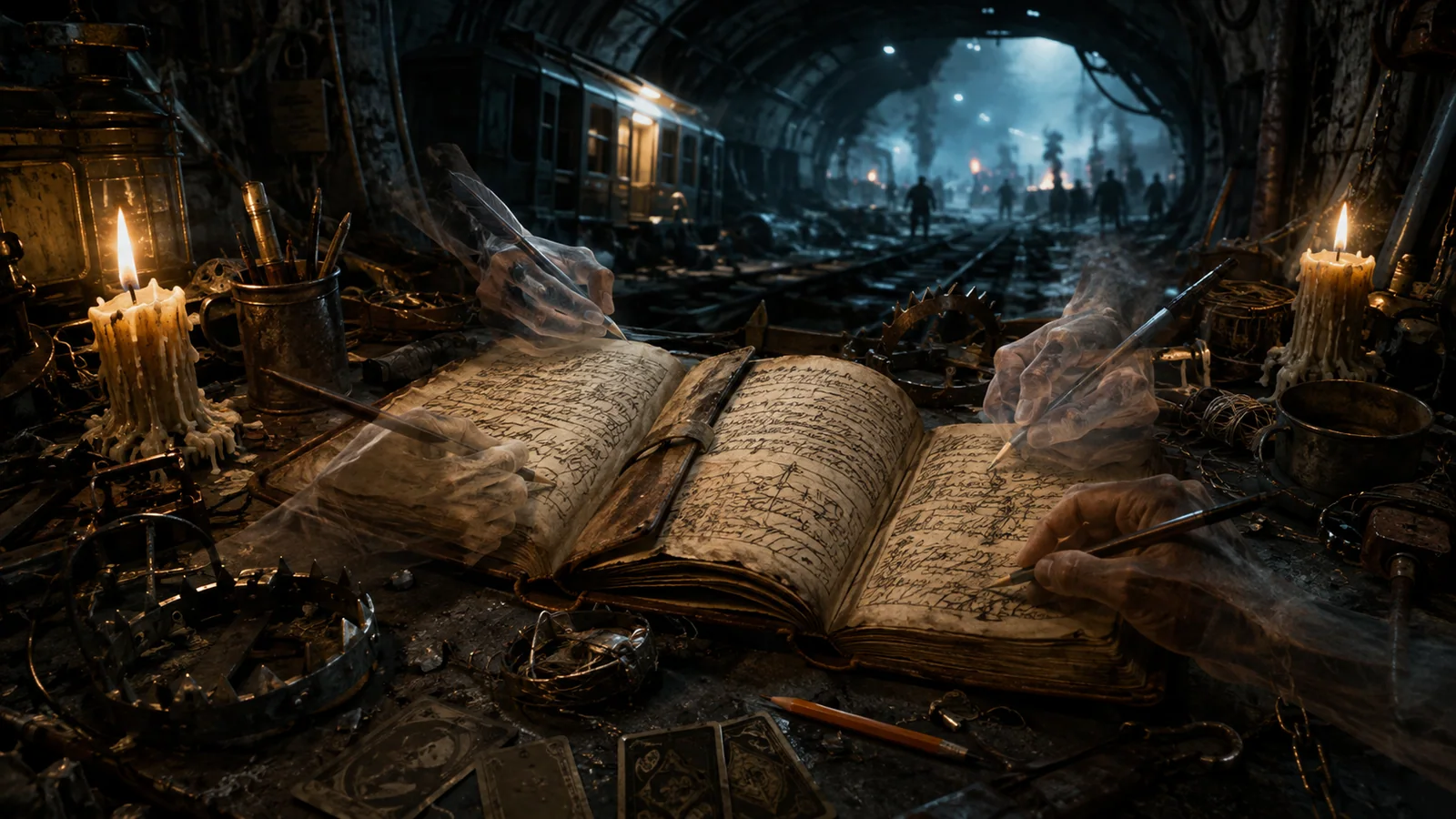 Original interpretive rendering of the Dungeon Anarchist's Cookbook open in a hidden archive.